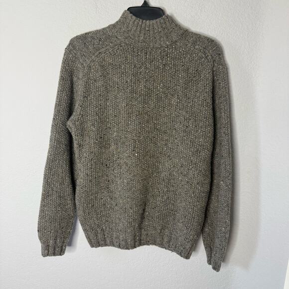 Vince men's gray wool blend chunky cable knit button mock neck sweater - Picture 2 of 4